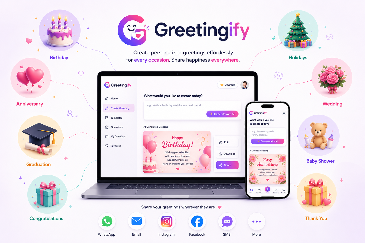 Greetingify — AI greeting and social media content generator